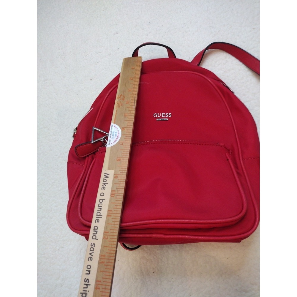 Guess Rock Beat Red Nylon Backpack Dual Zipper Approximately 12" X‎ 10" Casual - Picture 8 of 8